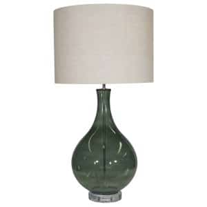 glass table lamp with white shade